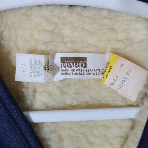 Vintage MONTGOMREY WARD Faux Shearling Denim Vest Size M NOS Western Cowboy - Picture 7 of 8